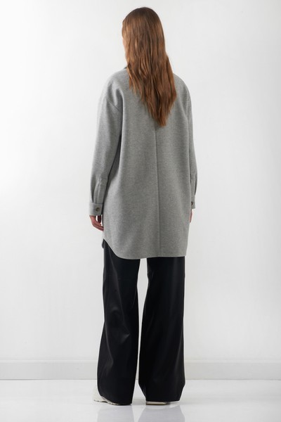 Рубашка из фланели на трикотажной подкладке VASSA CODE, пол женский, цвет серый, фото №5