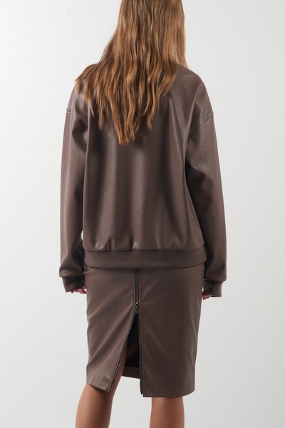 Свитшот из экокожи VASSA CODE, пол женский, цвет коричневый, фото №4