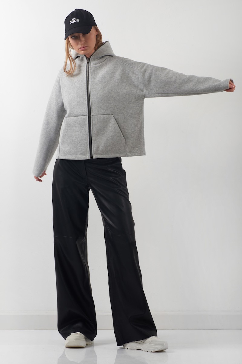 Джемпер из фланели на трикотажной основе VASSA CODE, пол женский, цвет серый, фото №4