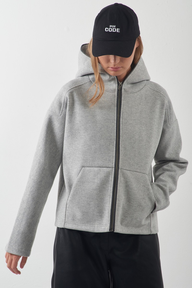 Джемпер из фланели на трикотажной основе VASSA CODE, пол женский, цвет серый, фото №5