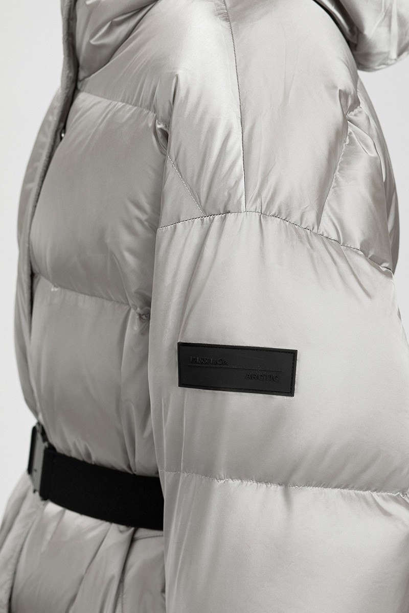 Пуховик с поясом VASSA&Co, пол женский, цвет серый, фото №5