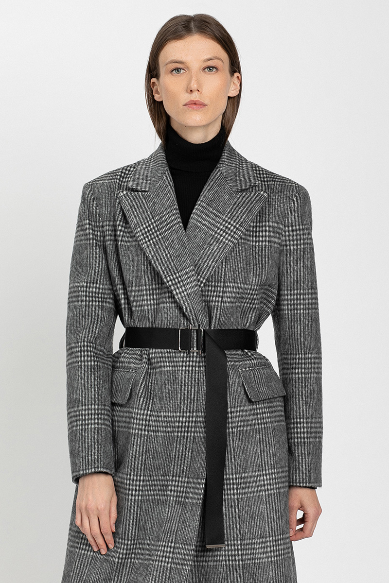 Пальто с поясом VASSA&Co, пол female, цвет серый