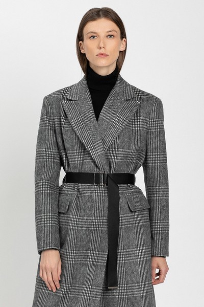 Пальто с поясом VASSA&Co, пол женский, цвет серый, фото №3