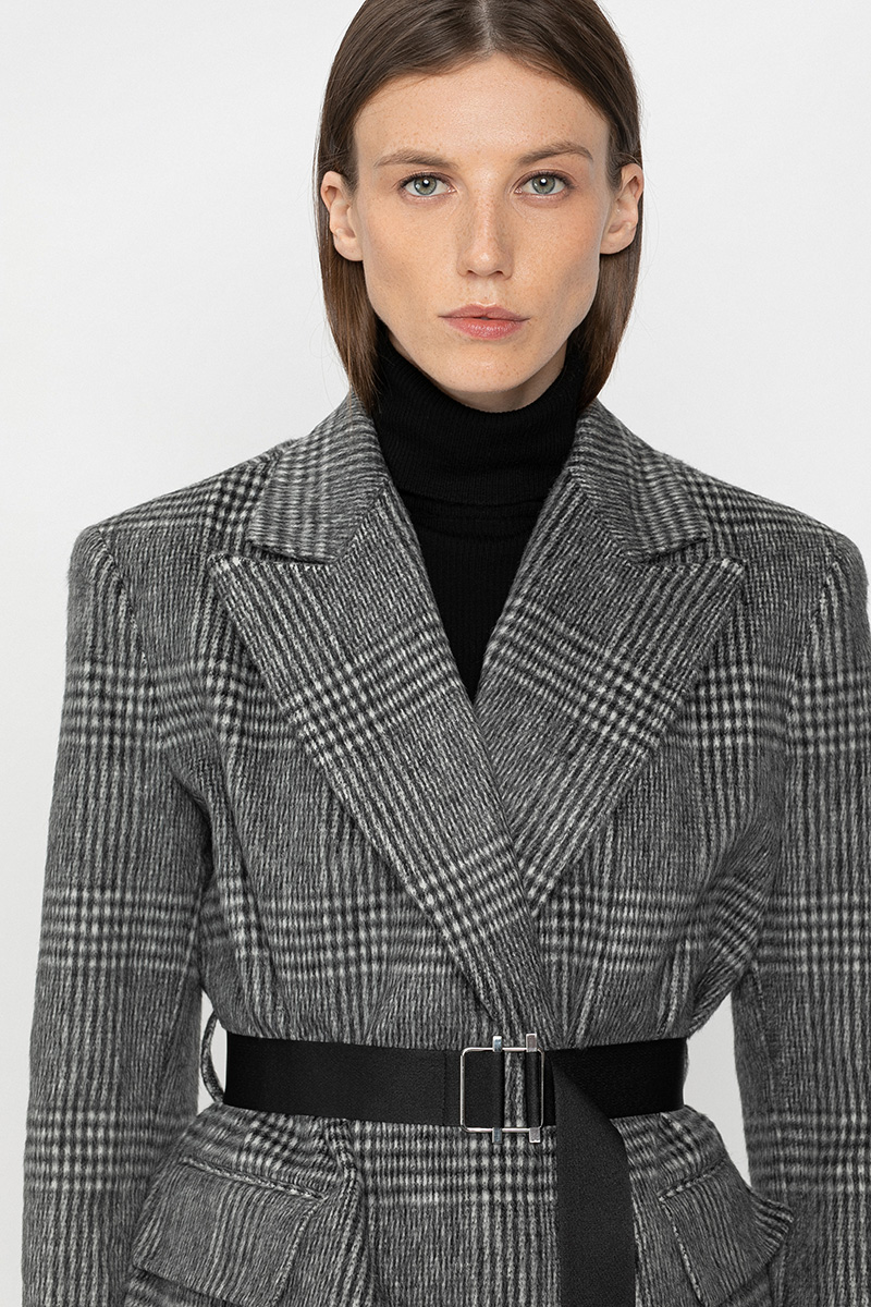 Пальто с поясом VASSA&Co, пол female, цвет серый