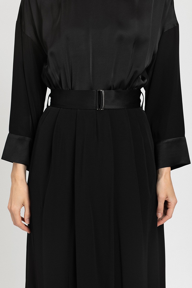 Комбинированное платье VASSA&Co, пол женский, цвет черный, фото №4