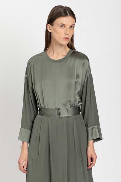 Комбинированное платье VASSA&Co, пол женский, цвет хаки, фото №2