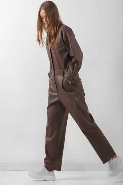 Комбинезон из экокожи VASSA CODE, пол женский, цвет коричневый, фото №4