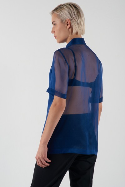 Блузка в синем цвете VASSA&Co, пол женский, цвет синий, фото №4