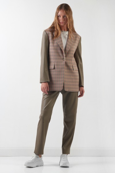 Жакет с рукавами из экокожи VASSA CODE, пол женский, цвет хаки, фото №2