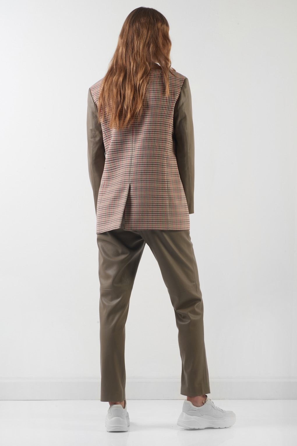 Жакет с рукавами из экокожи VASSA CODE, пол женский, цвет хаки