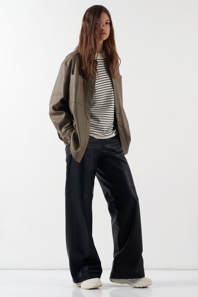 Рубашка из экокожи VASSA CODE, пол женский, цвет серый, фото №3