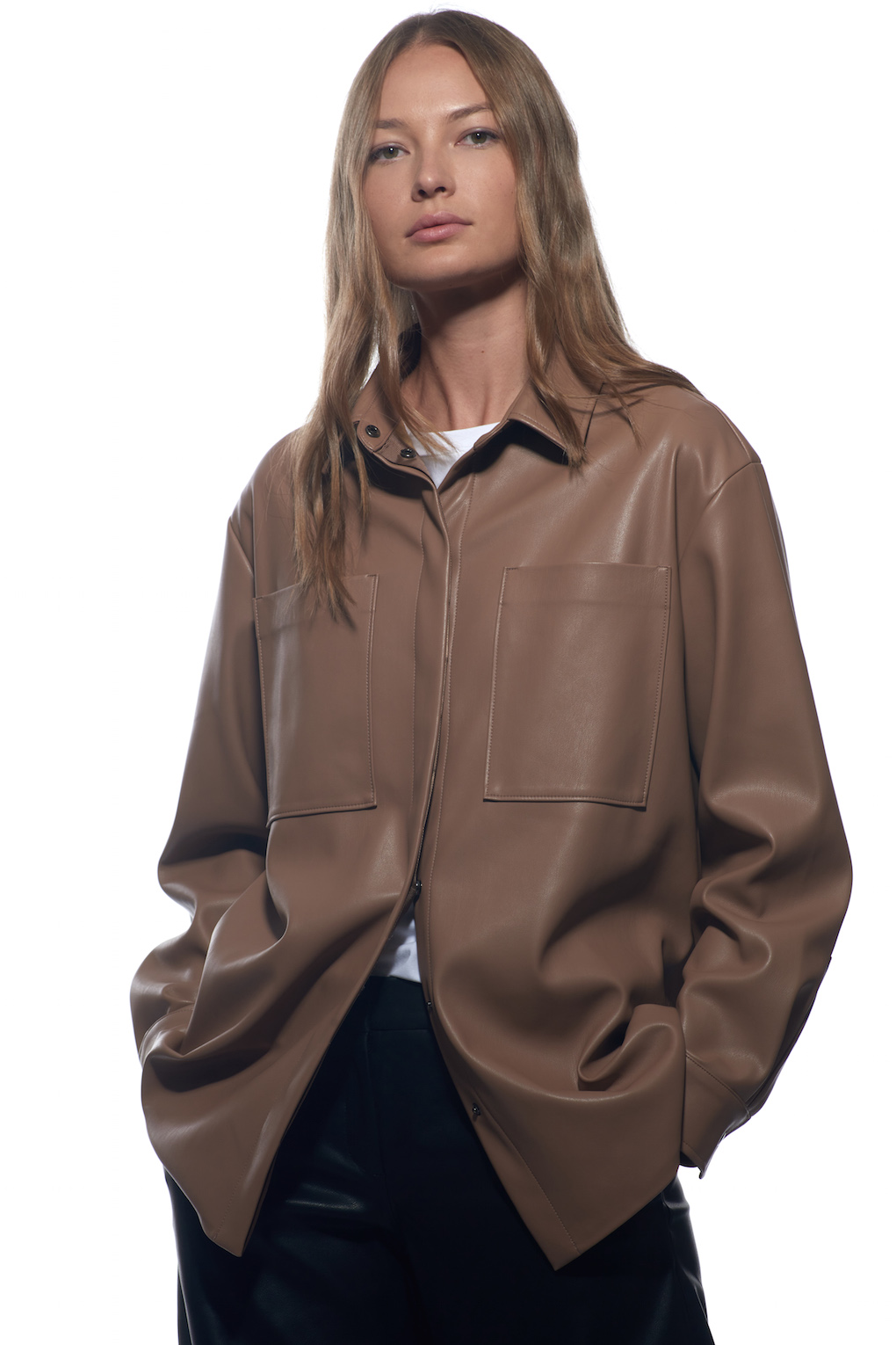 Рубашка из экокожи VASSA CODE, пол женский, цвет коричневый