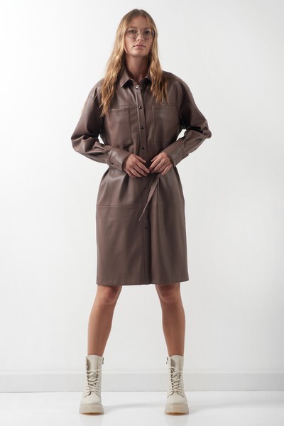Платье из экокожи VASSA CODE, пол женский, цвет коричневый, фото №2
