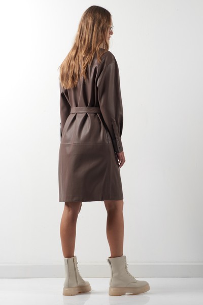 Платье из экокожи VASSA CODE, пол женский, цвет коричневый, фото №3