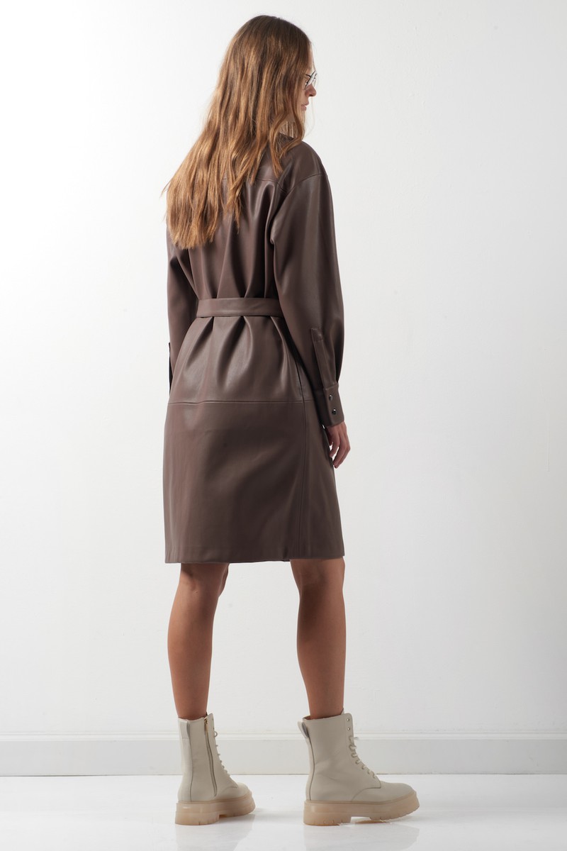 Платье из экокожи VASSA CODE, пол женский, цвет коричневый, фото №3