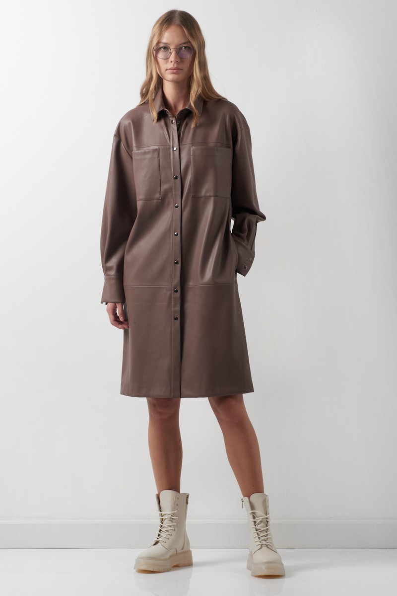 Платье из экокожи VASSA CODE, пол женский, цвет коричневый, фото №4