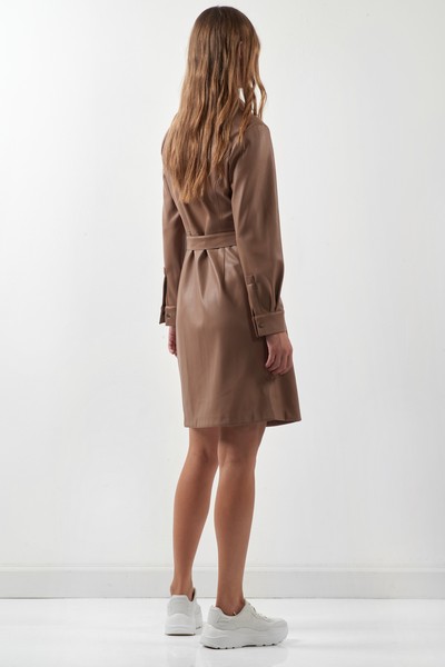 Платье из экокожи VASSA CODE, пол женский, цвет коричневый, фото №3