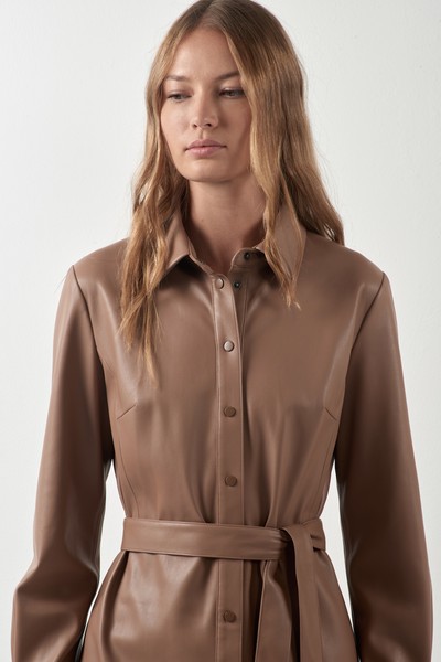 Платье из экокожи VASSA CODE, пол женский, цвет коричневый, фото №5