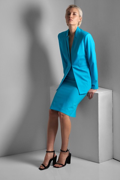 Жакет в голубом цвете VASSA&Co, пол женский, цвет голубой, фото №2