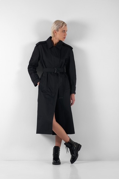 Дизайнерский плащ VASSA&Co, пол женский, цвет черный, фото №3