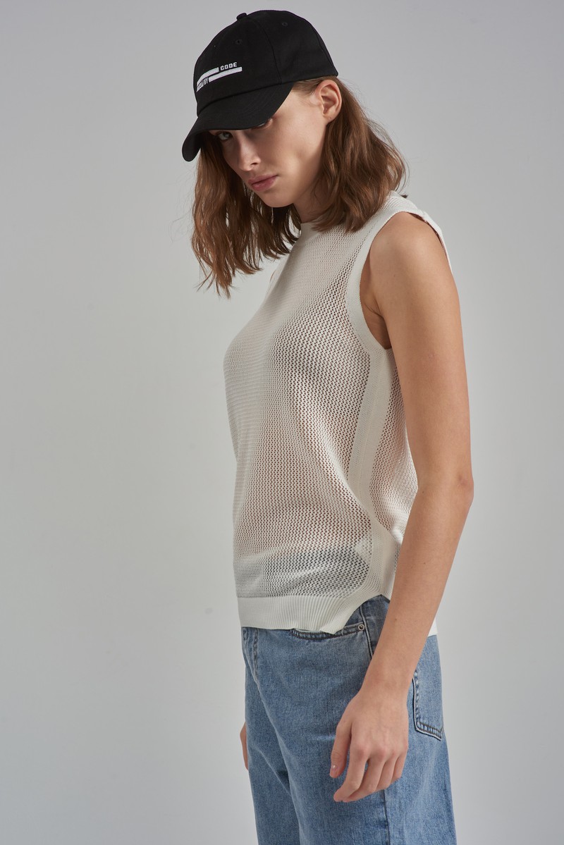 Трикотажный топ VASSA CODE, пол женский, цвет белый, фото №3