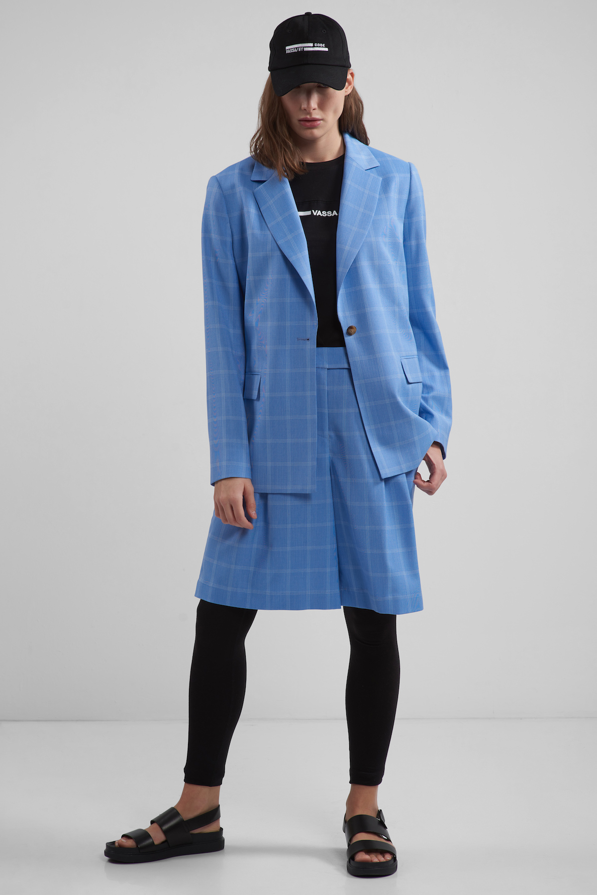 Жакет прямого кроя VASSA CODE, пол женский, цвет голубой, фото №3