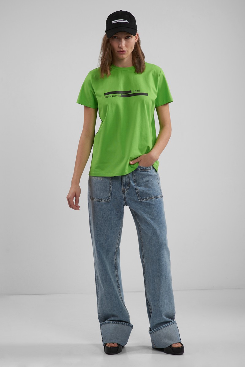 Футболка c принтом VASSA CODE, пол женский, цвет зеленый, фото №2