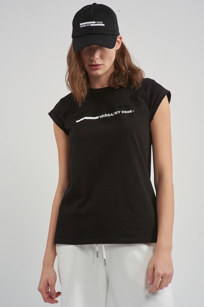 Футболка свободного кроя VASSA CODE, пол женский, цвет черный, фото №2