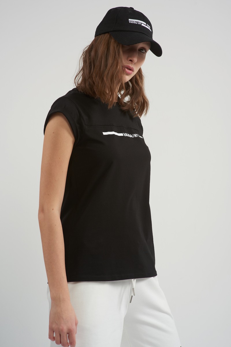 Футболка свободного кроя VASSA CODE, пол женский, цвет черный, фото №3
