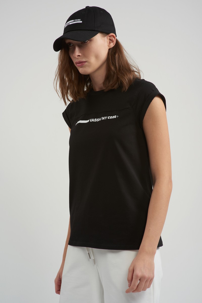 Футболка свободного кроя VASSA CODE, пол женский, цвет черный, фото №4