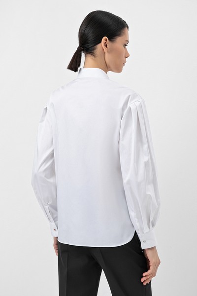 Блузка с объемными рукавами VASSA&Co, пол женский, цвет белый, фото №5