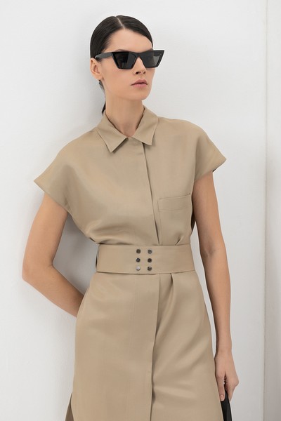 Dress VASSA&Co, пол female, цвет бежевый, фото №3