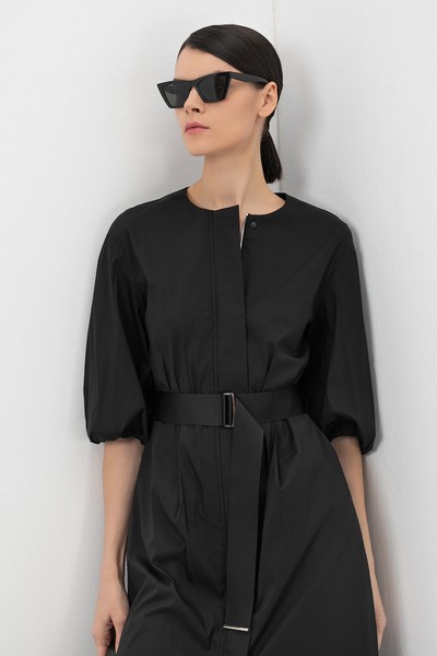 Платье с объемными рукавами VASSA&Co, пол женский, цвет черный, фото №2