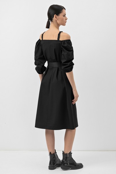 Платье с объемными рукавами VASSA&Co, пол женский, цвет черный, фото №5