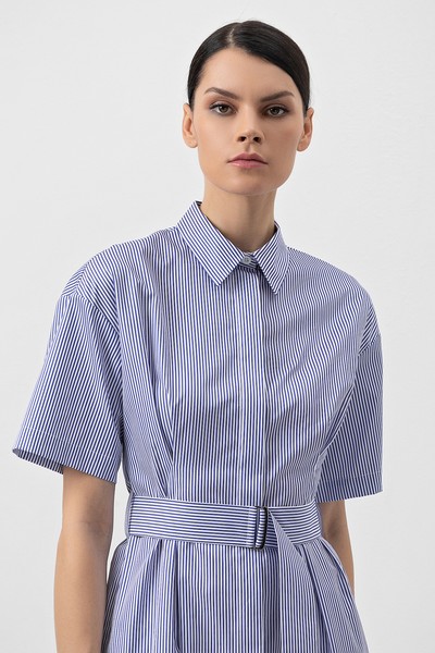 Платье-рубашка в полоску VASSA&Co, пол женский, цвет синий, фото №2