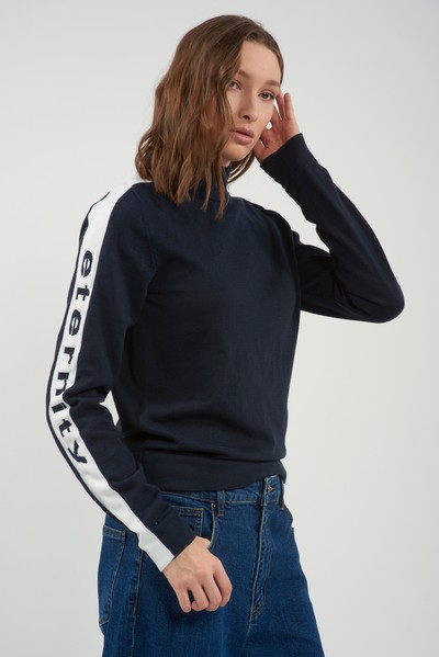 Джемпер с воротником-стойкой VASSA CODE, пол женский, цвет синий, фото №3