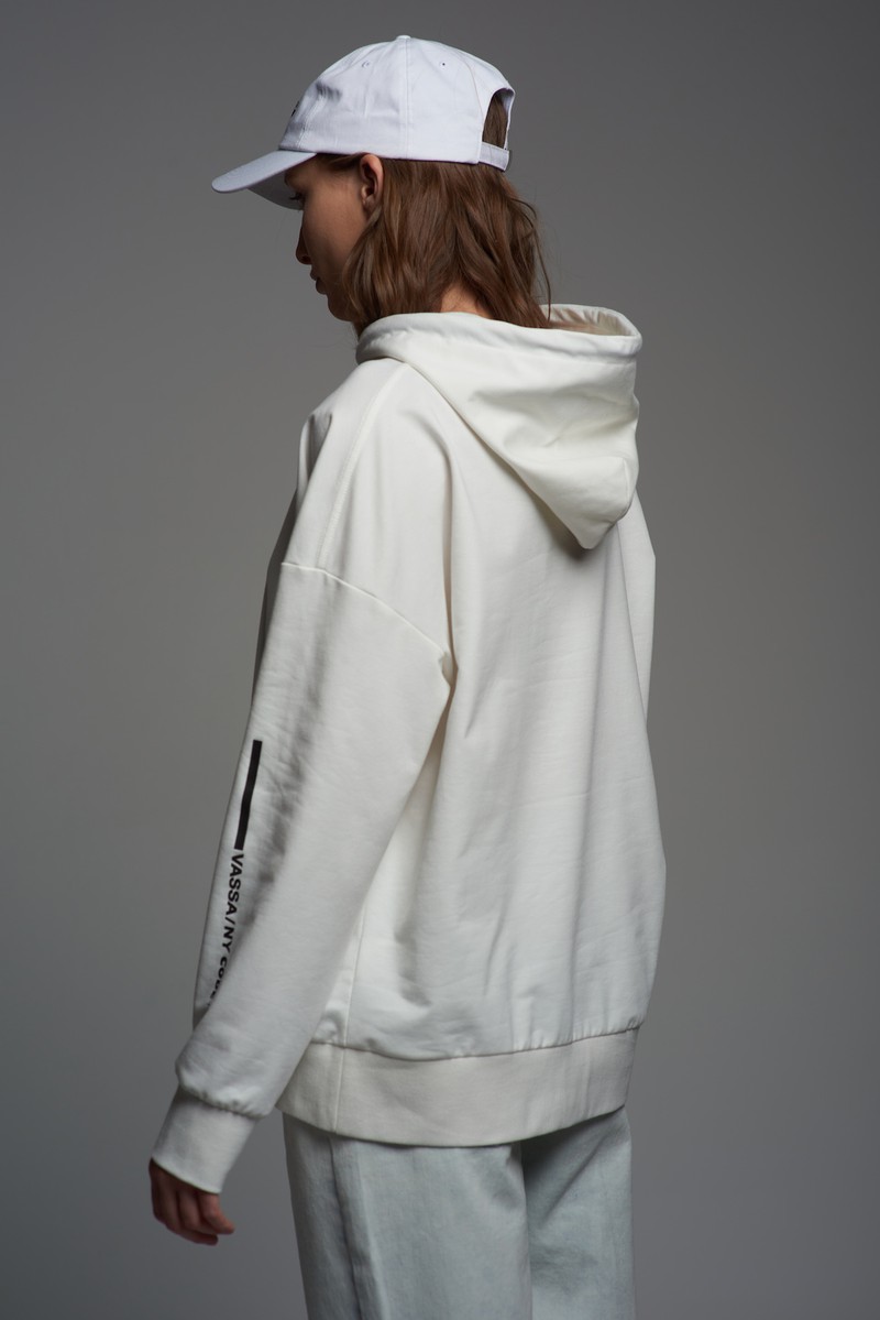 Худи с принтом VASSA CODE, пол женский, цвет белый, фото №4