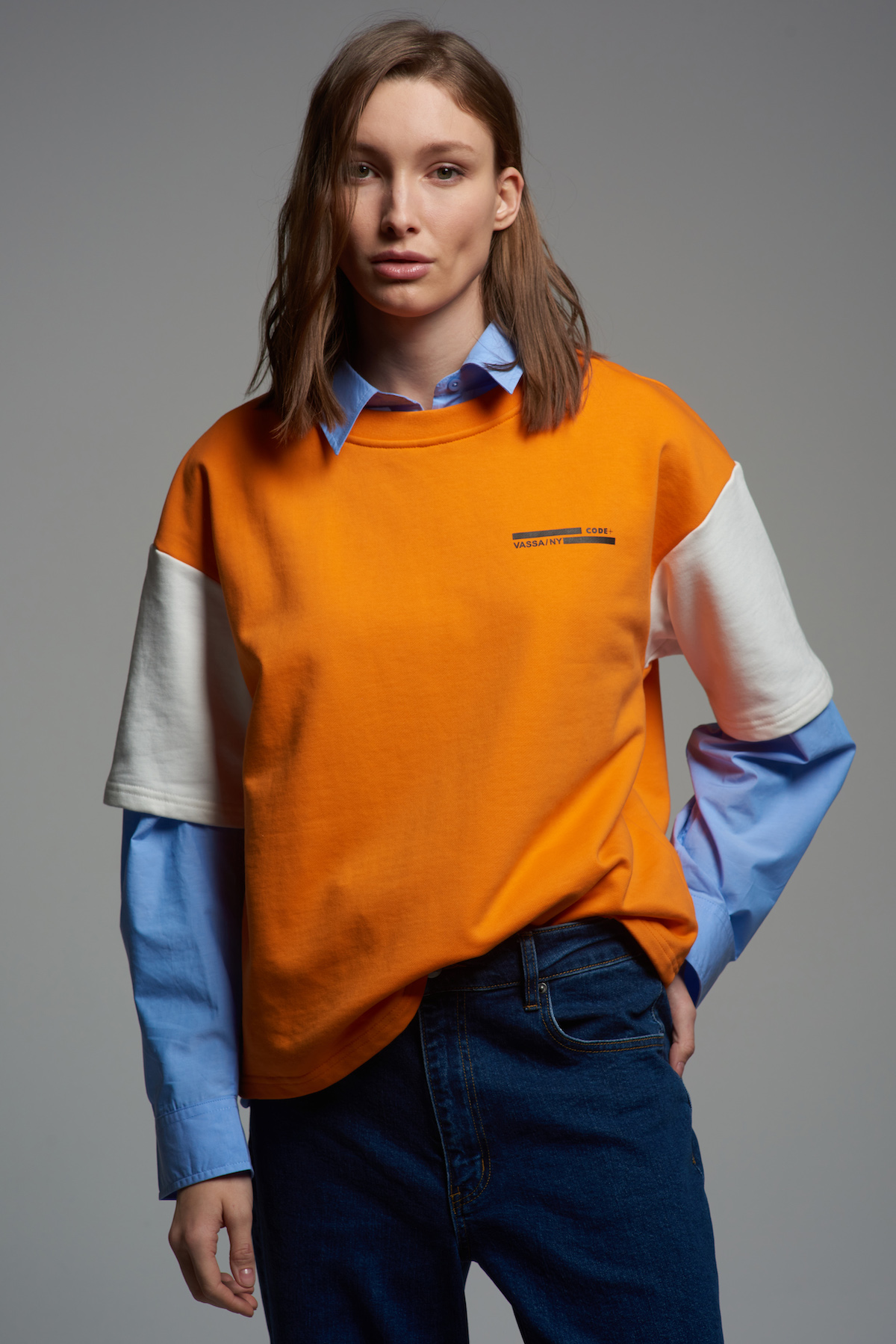 Толстовка с коротким рукавом VASSA CODE, пол женский, цвет оранжевый