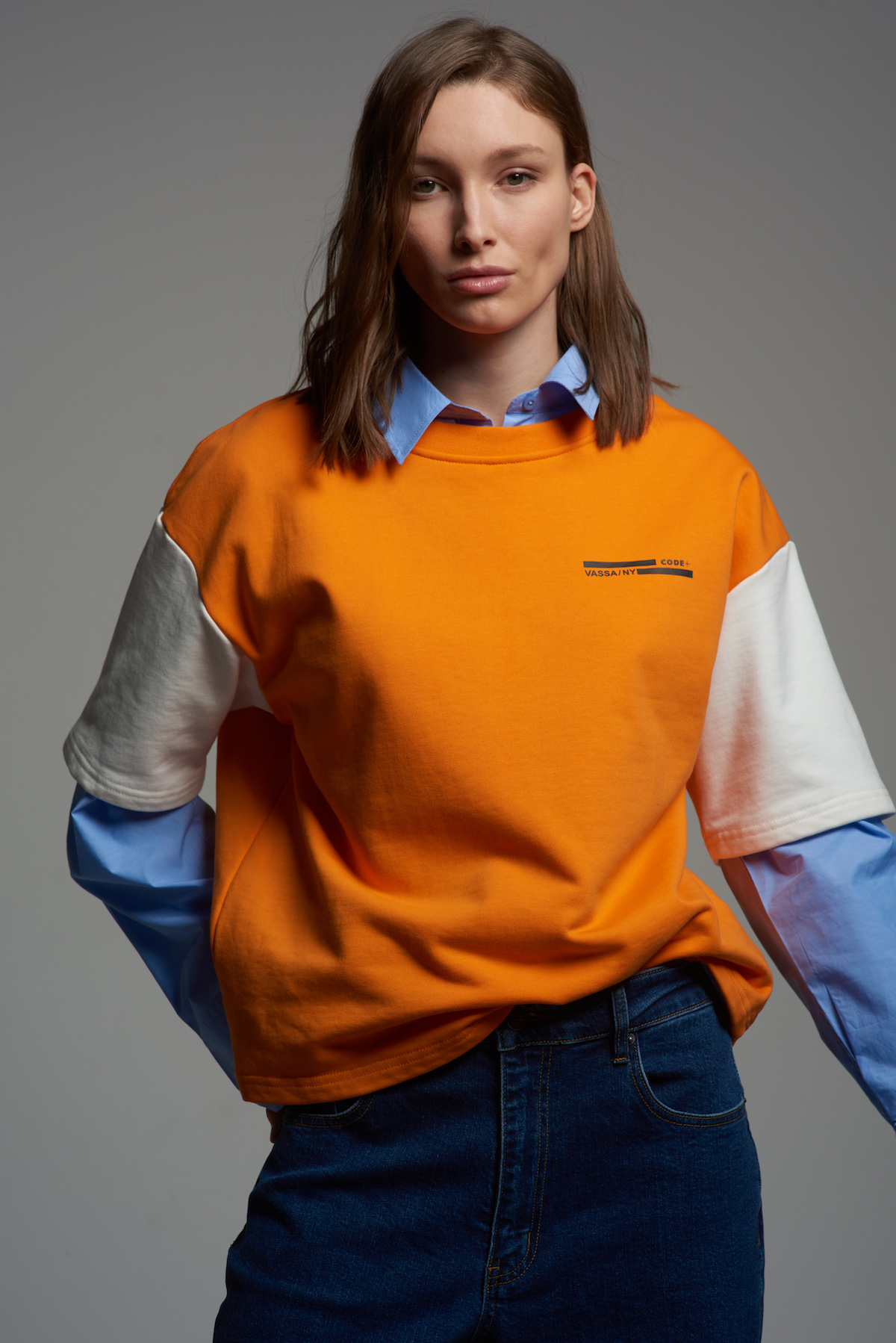 Толстовка с коротким рукавом VASSA CODE, пол женский, цвет оранжевый