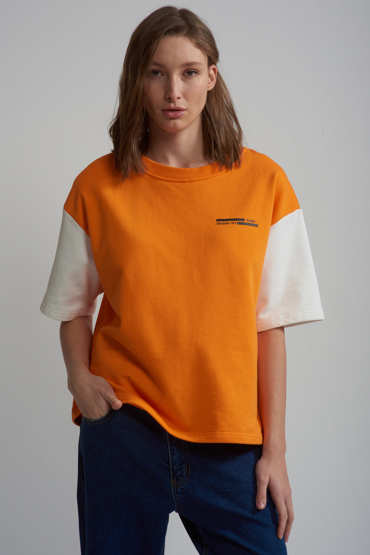 Толстовка с коротким рукавом VASSA CODE, пол женский, цвет оранжевый