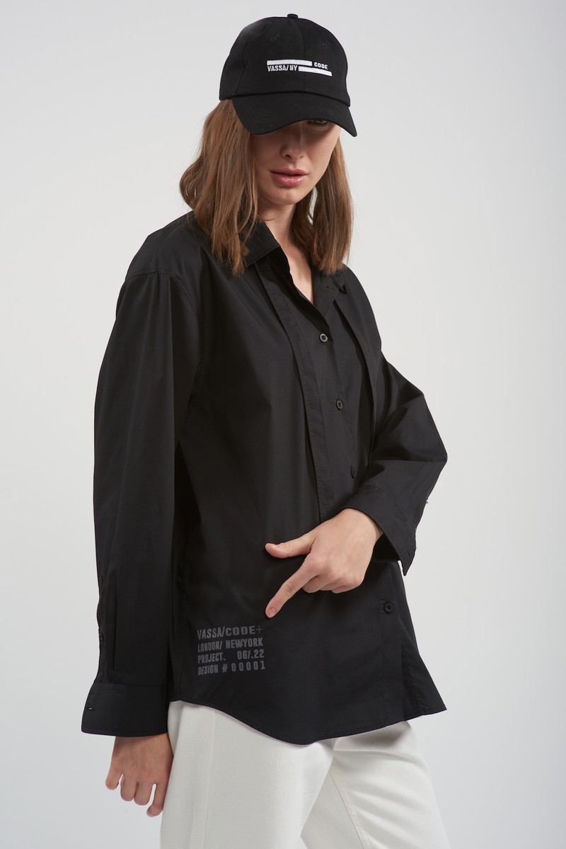 Рубашка с принтом VASSA CODE, пол женский, цвет черный, фото №4