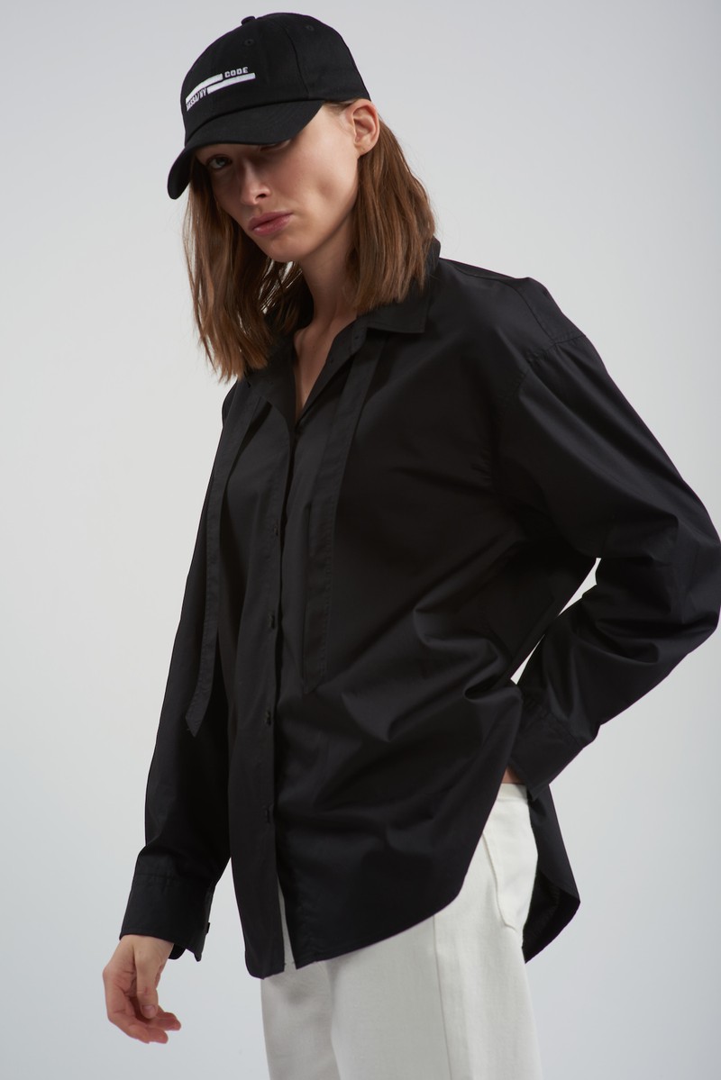 Рубашка с принтом VASSA CODE, пол женский, цвет черный, фото №5