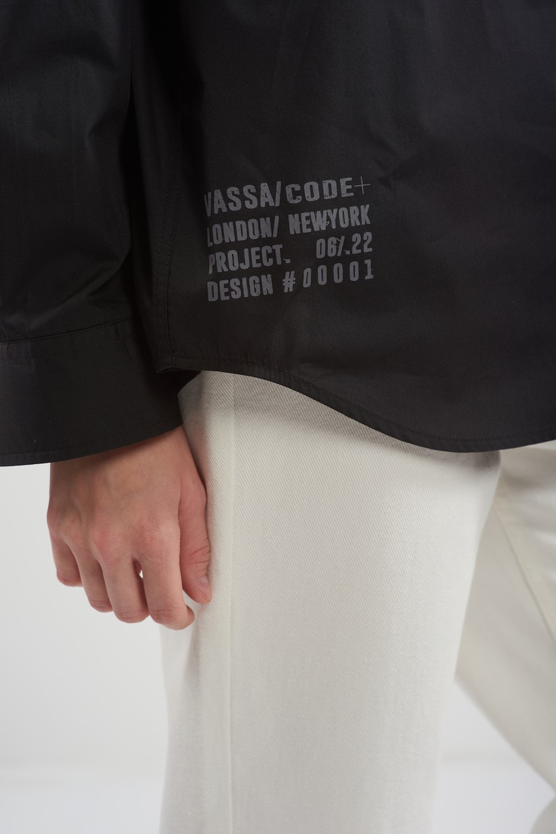 Рубашка с принтом VASSA CODE, пол женский, цвет черный, фото №6