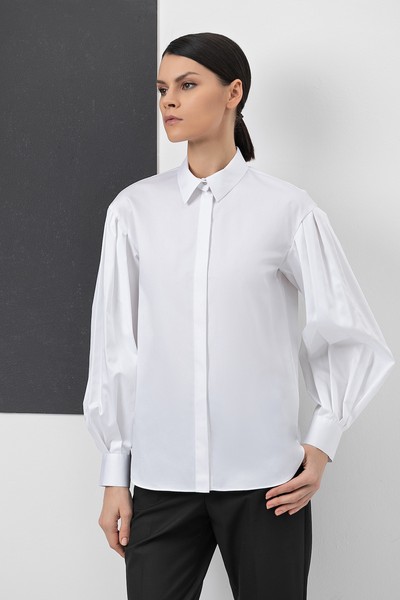 Блузка с объемными рукавами VASSA&Co, пол женский, цвет белый, фото №2