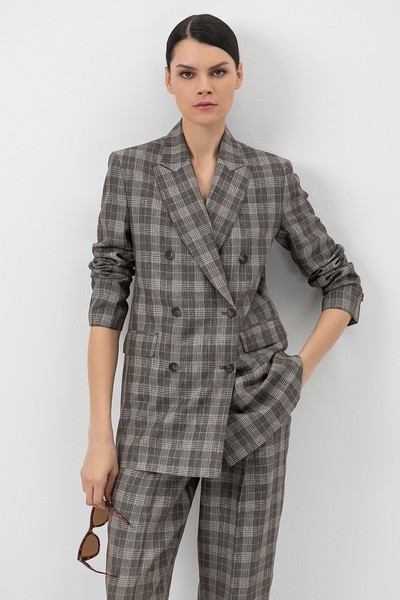 Жакет двубортный VASSA&Co, пол женский, цвет коричневый, фото №2