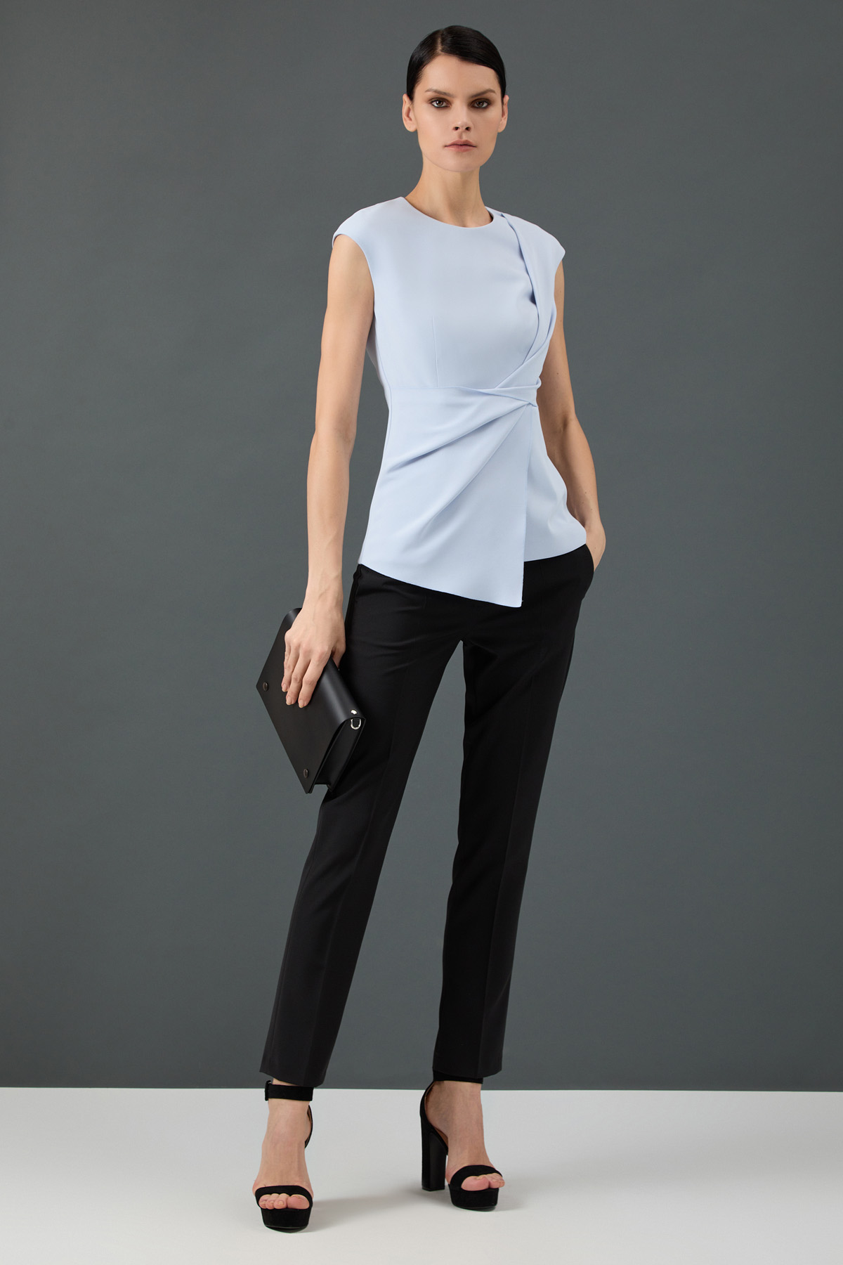 Дизайнерская блузка VASSA&Co, пол женский, цвет голубой, фото №3