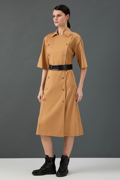 Платье - рубашка VASSA&Co, пол женский, цвет бежевый, фото №3