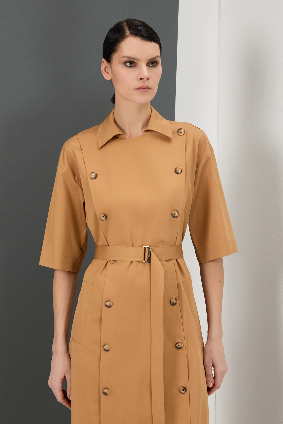 Платье - рубашка VASSA&Co, пол женский, цвет бежевый, фото №2