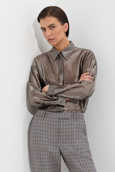 Блузка VASSA&Co, пол женский, цвет коричневый, фото №2