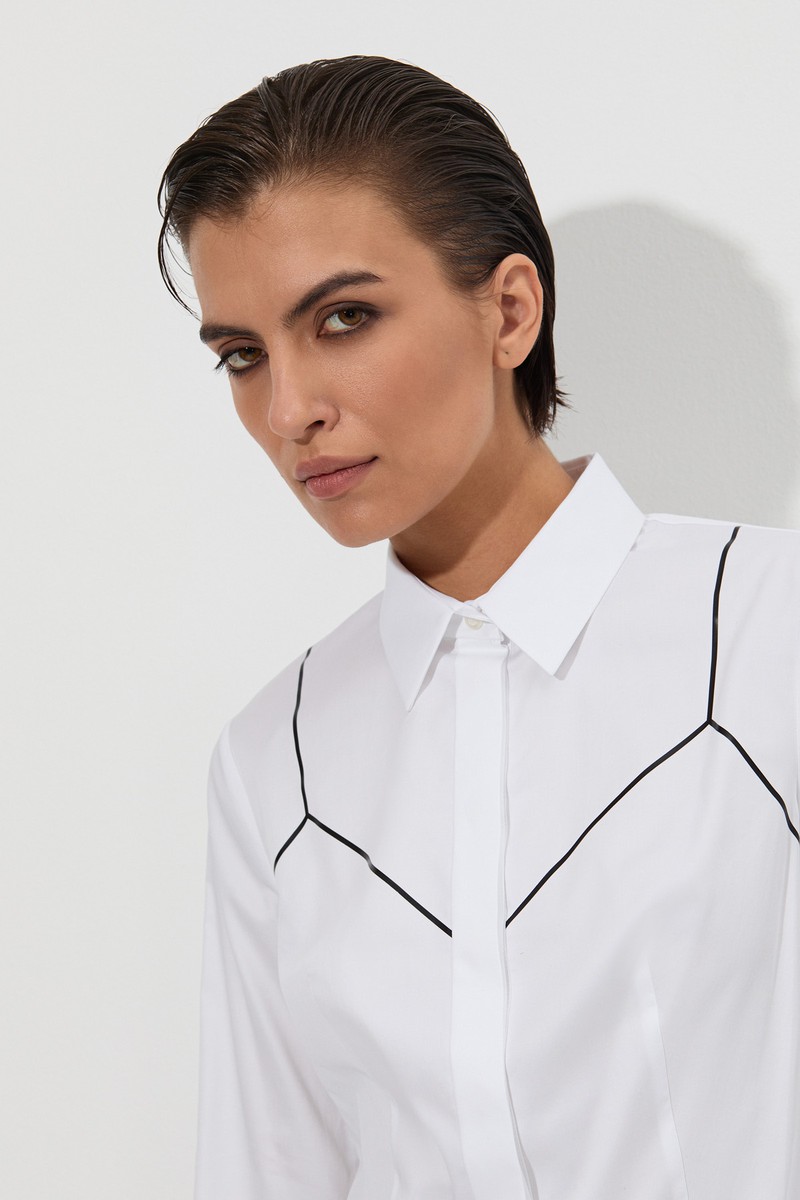 Рубашка из хлопка VASSA&Co, пол женский, цвет белый, фото №4